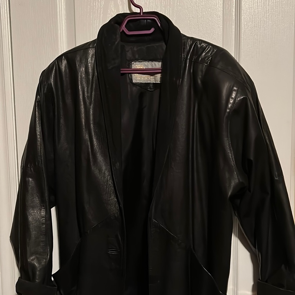 Vintage Full Length Black Leather Coat